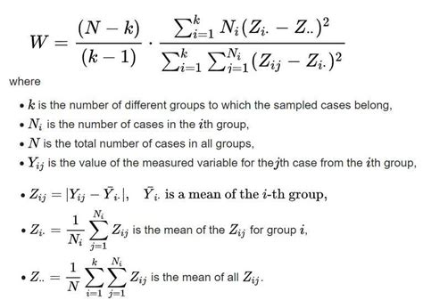 levene's test formula